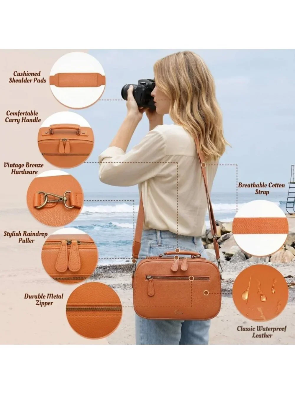 Waterproof Crossbody Camera Sling Bag for DSLR/SLR/Mirrorless - Shockproof, 4L
